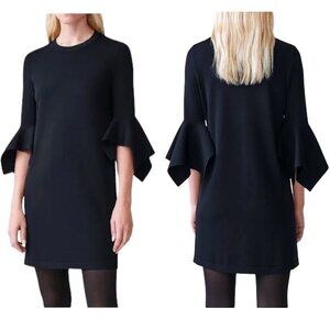 COS Black Mini Dress with Flounce Sleeves